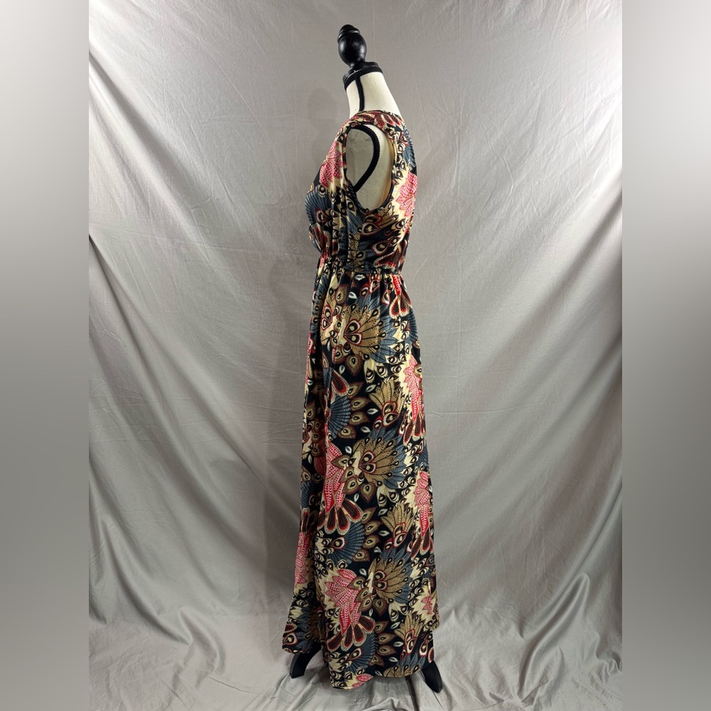 LAST ONE π₯ Boho Tropical Print A-Line Maxi Dress - Picture 7 of 8